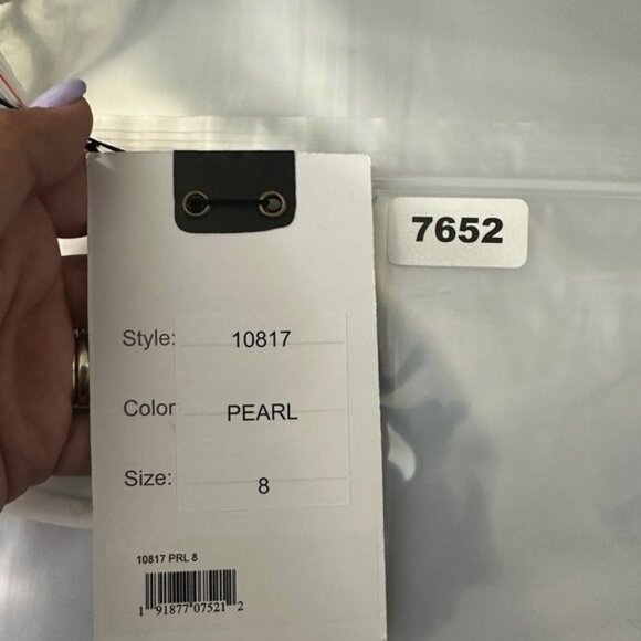 NWT Mac Duggal Sequin Spaghetti Strap Gown Pearl 8 #7652 - Picture 7 of 9